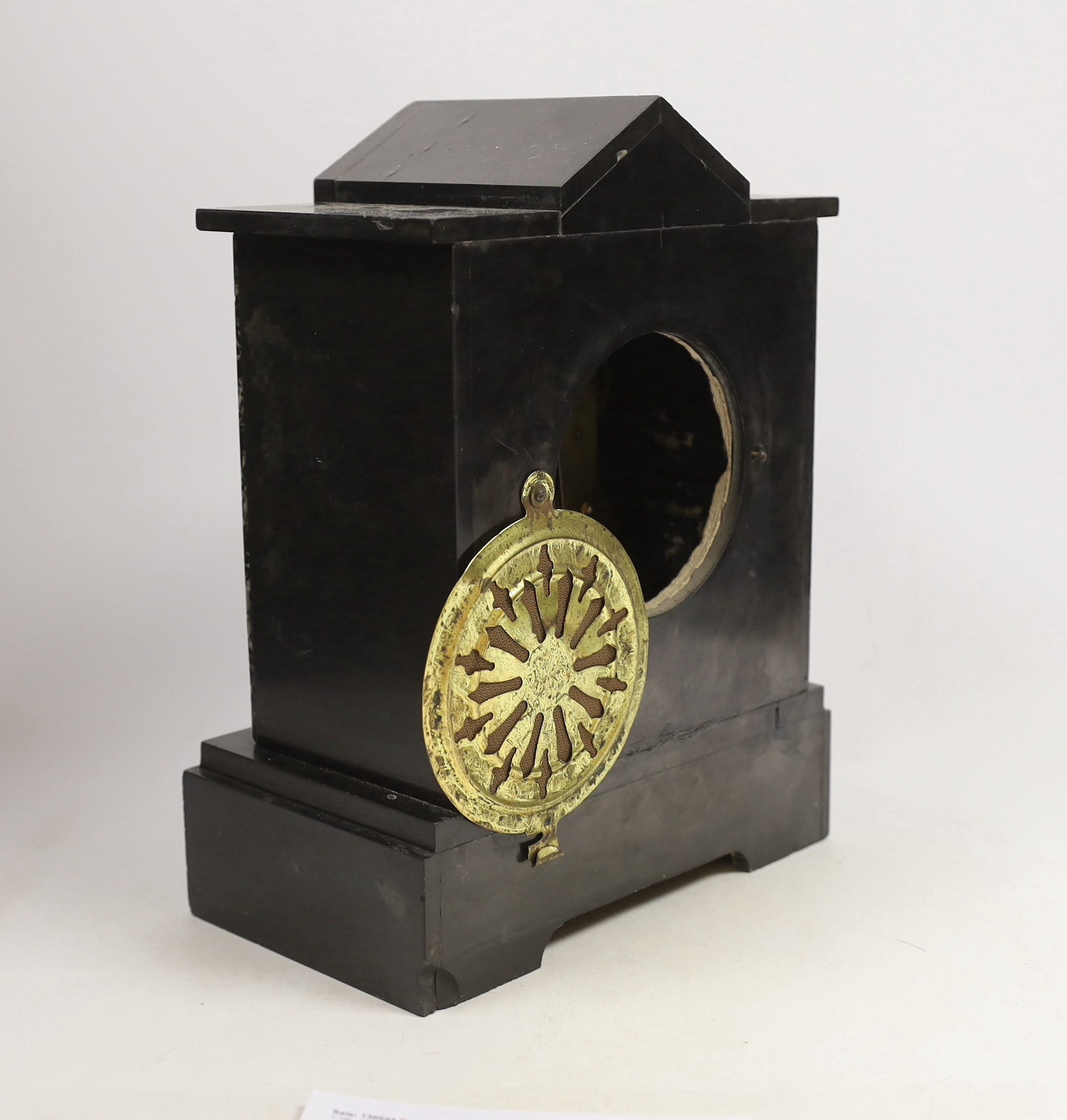 A Victorian slate mantel clock